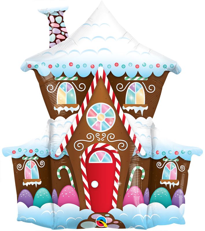 37" Gingerbread House Jumbo Foil - FLAT