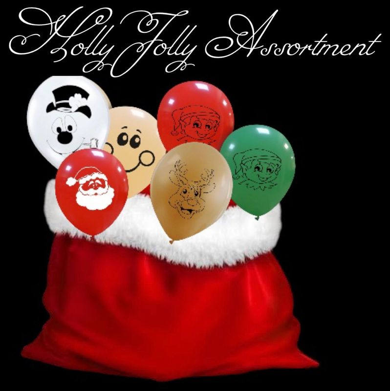 5 inch Holly Jolly Assortment Christmas Printed Latex - Limited Edition