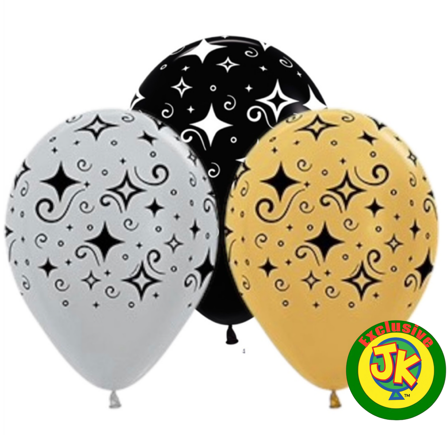 11 inch  Golden Diamonds Assortment - JK Exclusive Custom Printed Latex on Sempertex