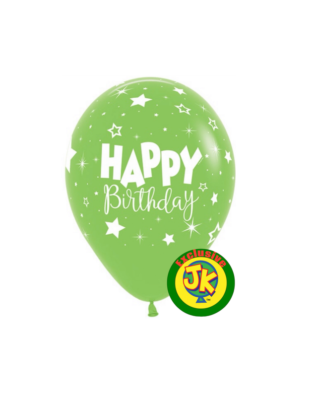 11 inch  Fantasy Happy Birthday Print on KEY LIME - JK Exclusive Custom Printed Latex on Sempertex