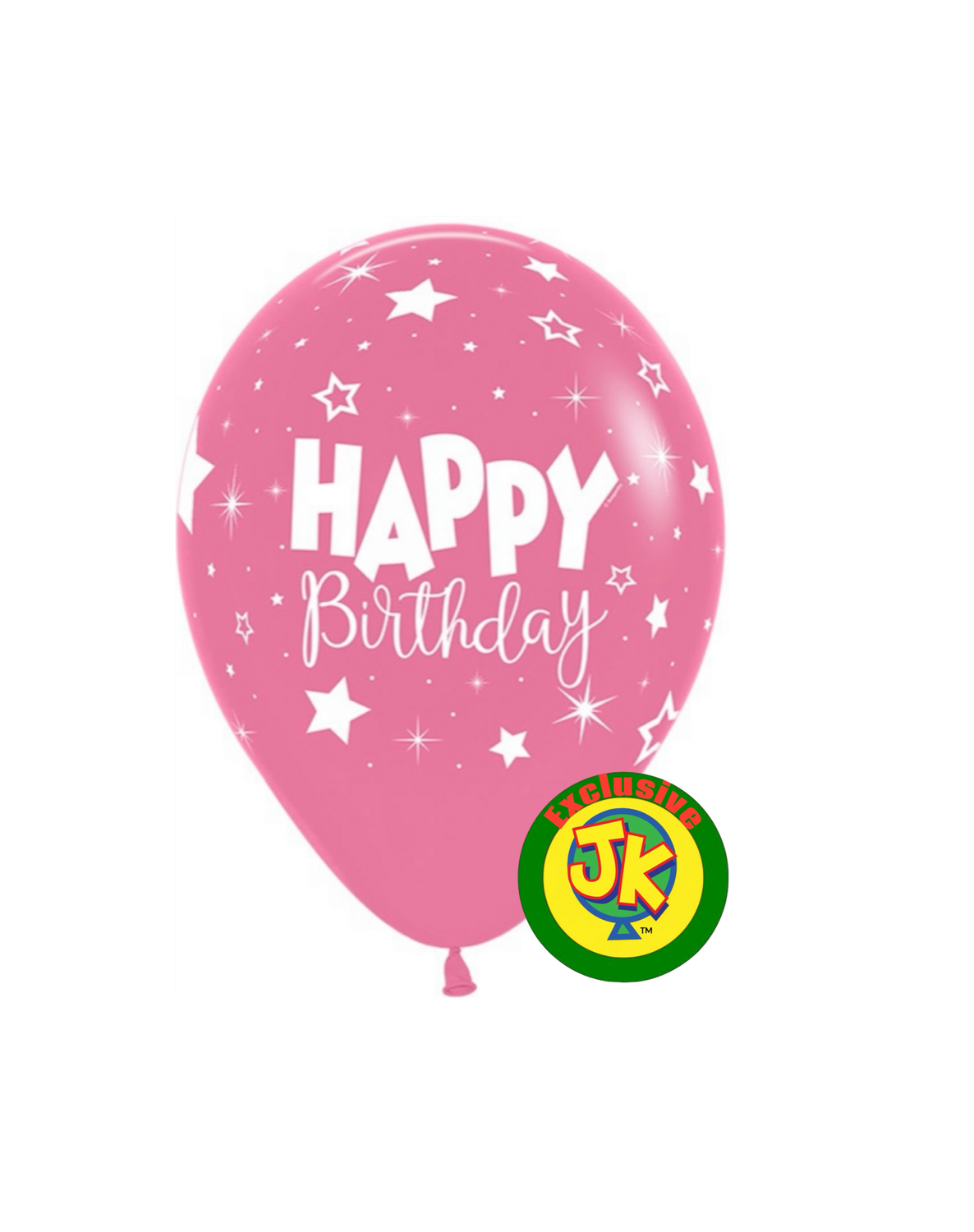 11 inch  Fantasy Happy Birthday Print on BUBBLE GUM PINK - JK Exclusive Custom Printed Latex on Sempertex