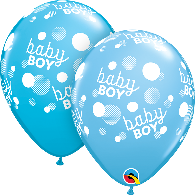 11 inch Baby Boy Blue Dots-A-Round Qualatex