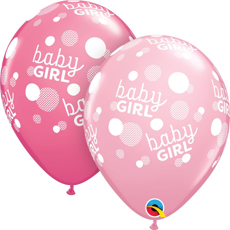 11 inch Baby Girl Pink Dots-A-Round Qualatex