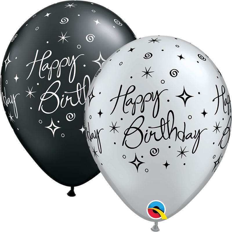 11 inch Birthday Elegant Sparkles & Swirls Qualatex