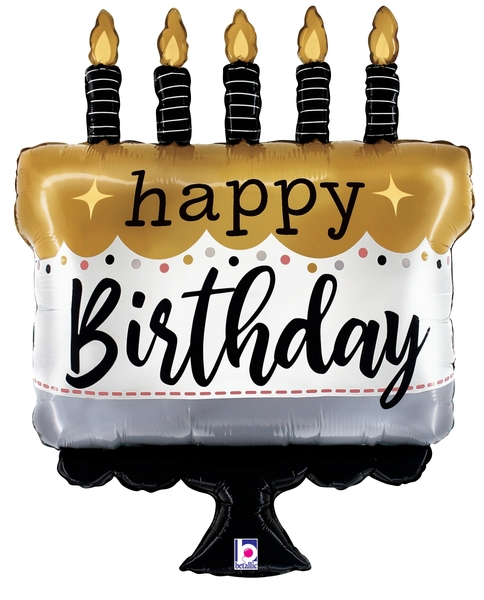 Satin Metallic Birthday Cake Jumbo Shape Foil Satin Metallic Birthday Cake Jumbo Shape Foil