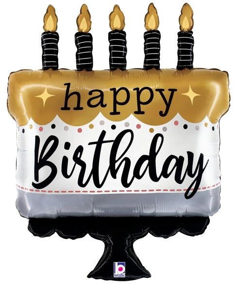 Satin Metallic Birthday Cake Jumbo Shape Foil