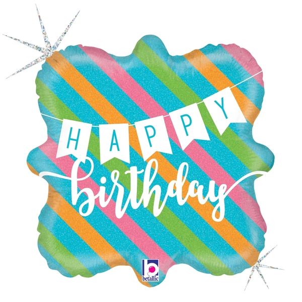 18 in Birthday Banner & Stripes Foil (5 Pack)
