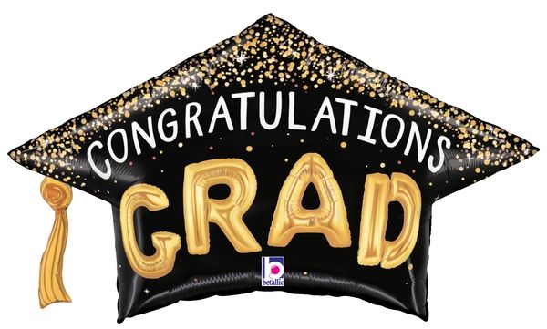 Congratulations Confetti Grad Hat Jumbo Shape Foil