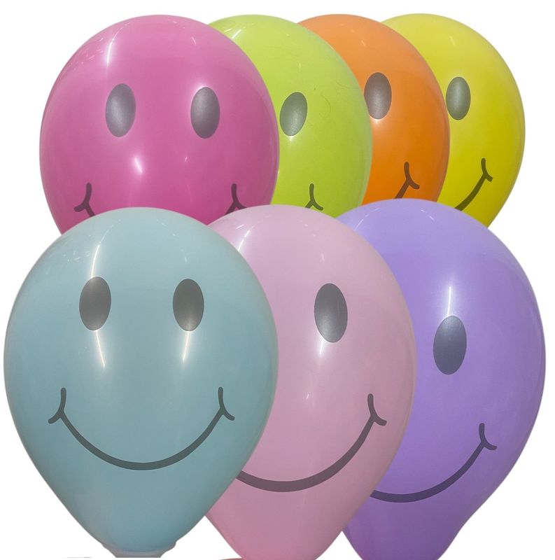5 inch Smiley Face Assorted SIDE Print - JK Exclusive Custom Printed Latex