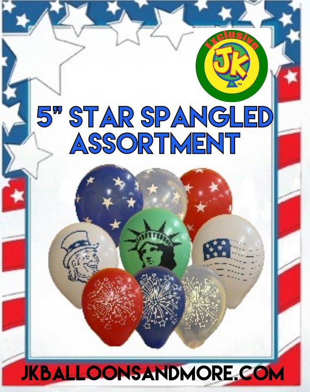 5 inch Star Spangled Assortment -JK Exclusive Custom Printed Latex - Limited Edition