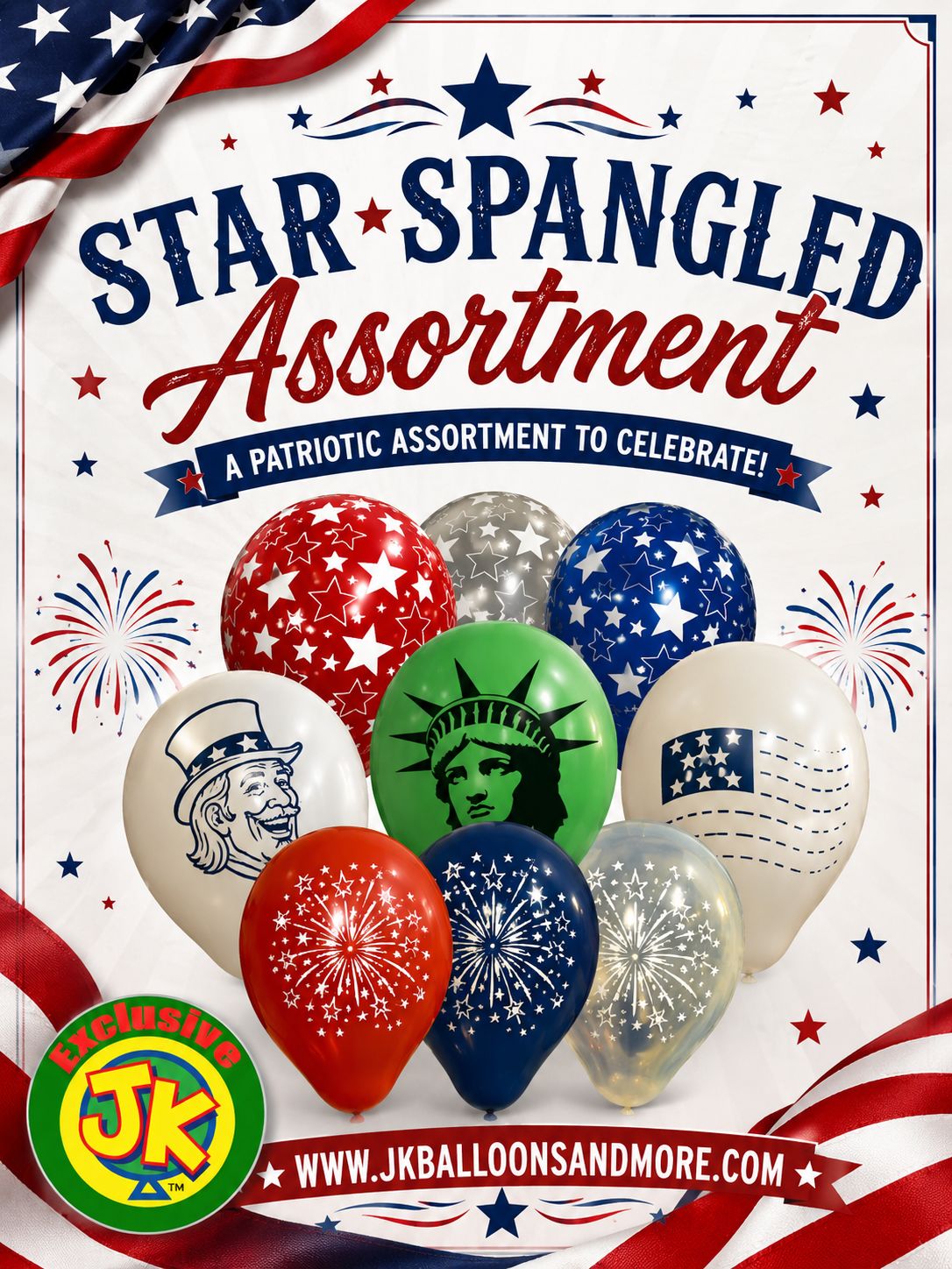 5 inch Star Spangled Assortment -JK Exclusive Custom Printed Latex - Limited Edition