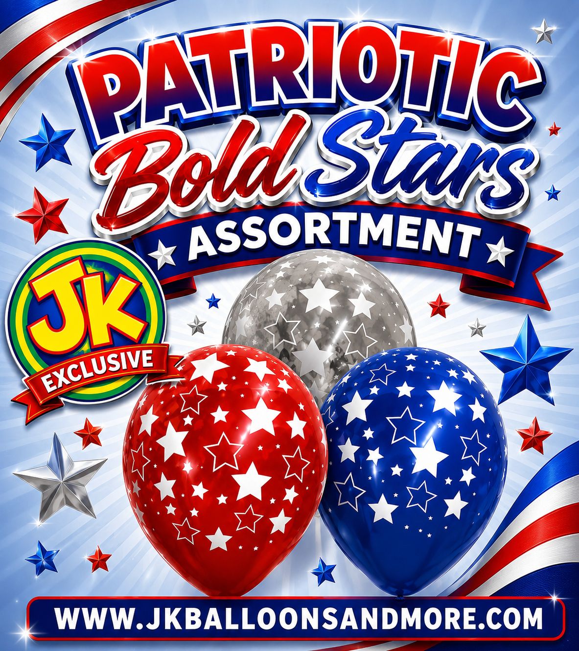 5 inch Bold Stars Assortment - JK Exclusive Custom Printed Latex - Limited Edition