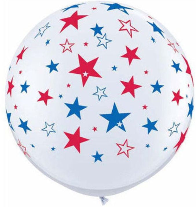 36 in Red & Blue Stars Around