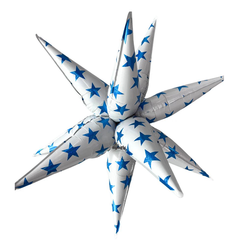 32 in Blue Sparkle Starburst Foil