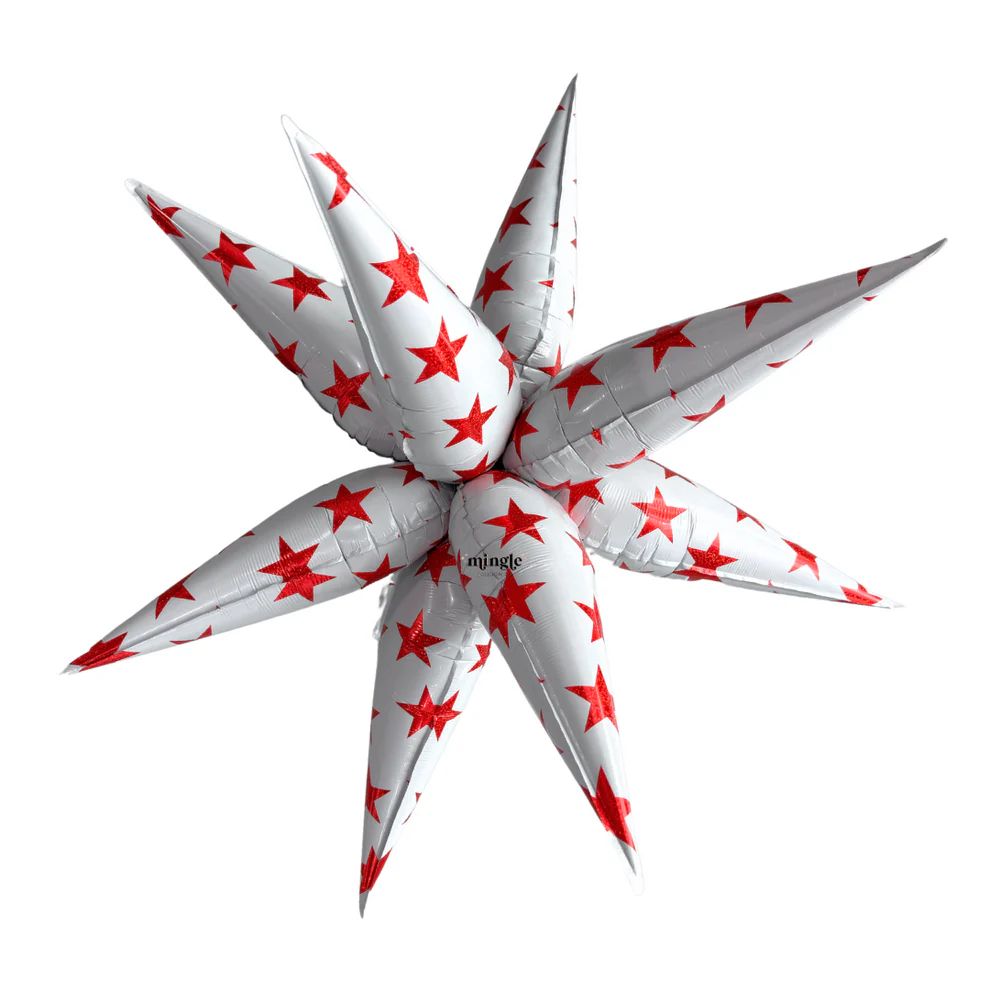 32 in Red Sparkle Starburst Foil