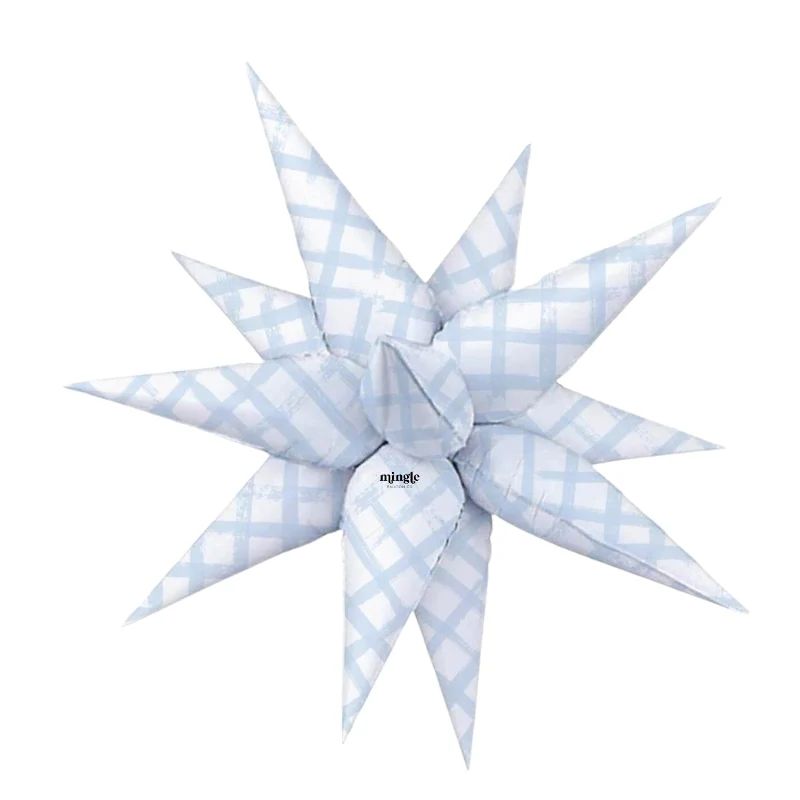 26 in Blue Gingham Starburst Foil 26 in Blue Gingham Starburst Foil