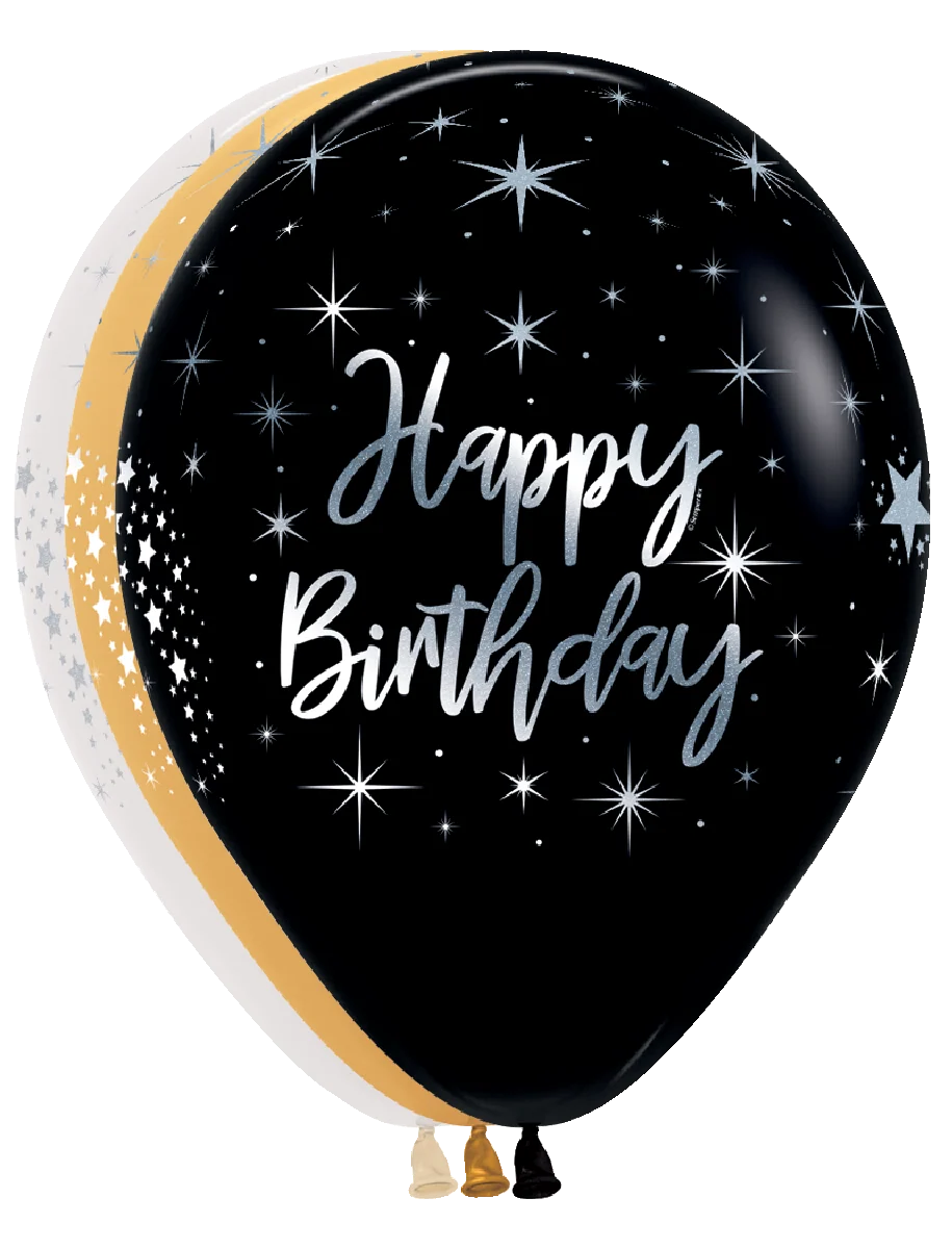11 in Happy Birthday Radiant Print Assorted Sempertex 11 in Happy Birthday Radiant Print Assorted Sempertex