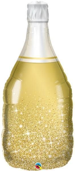 39" Golden Bubbly Wine Bottle Jumbo Foil - FLAT