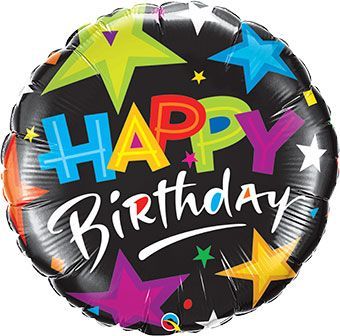 36" Birthday Brilliant Starts Black Jumbo Foil - FLAT