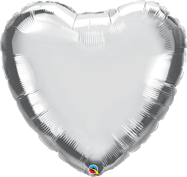 36" Silver Heart Jumbo Foil - FLAT
