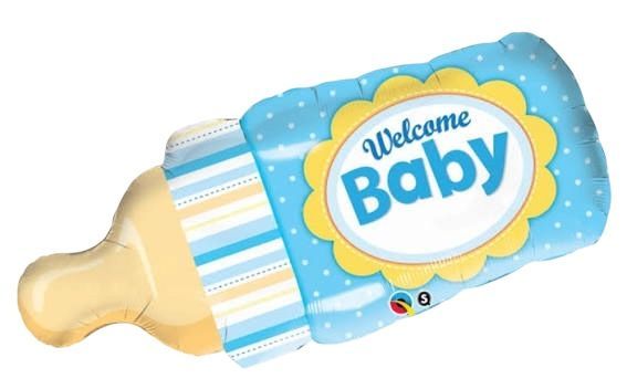 39 39" Baby Bottle Blue Jumbo Foil - FLAT