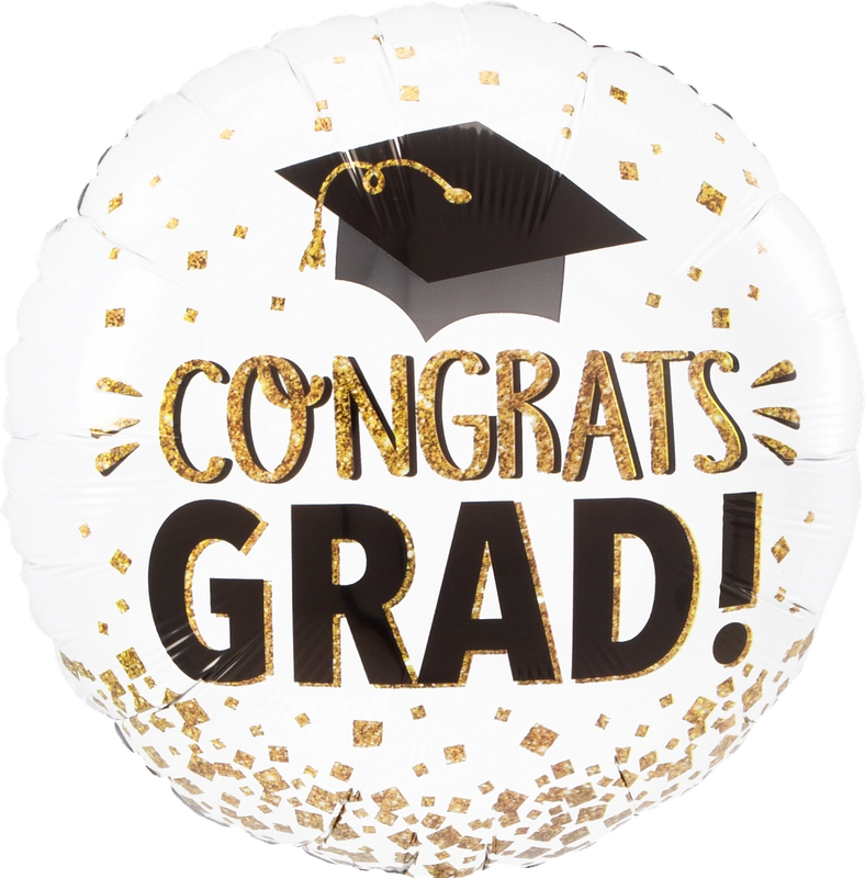 17 in Congrats Grad Gold Glitter Foil (5 Pack)