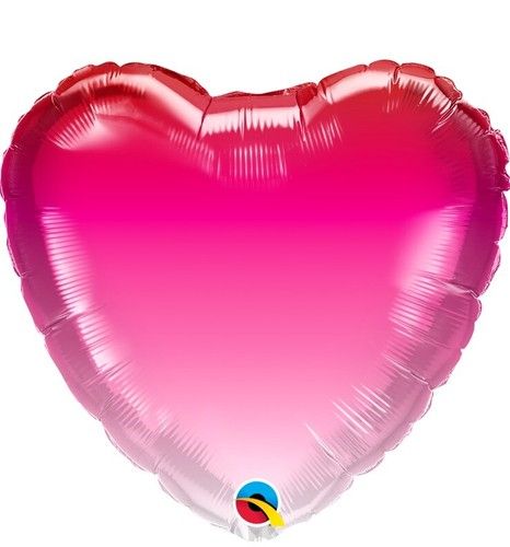 18 in Pink Ombre Heart Foil (5 Pack)