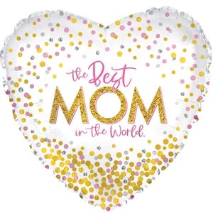 17 in Confetti Best Mom Foil (5 Pack - FLAT)