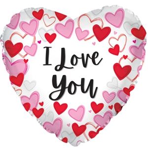 17 in I Love You Heart Border Foil (5 Pack - FLAT)