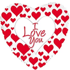 17 in I Love You Simply Red Hearts Foil (5 Pack - FLAT)