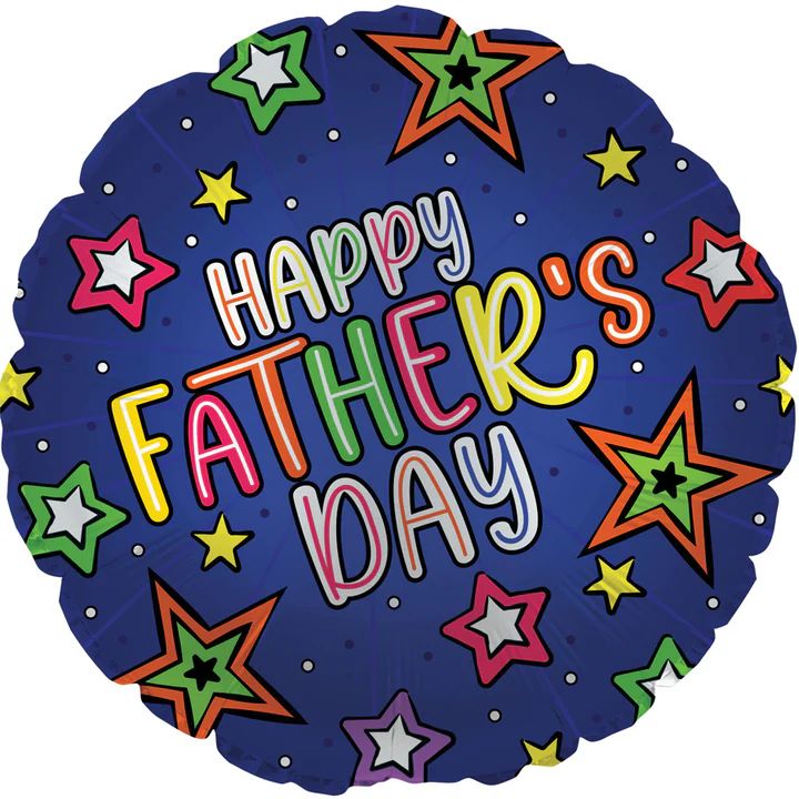 17 in Happy Father's Day Star Pattern Foil (5 Pack - FLAT)