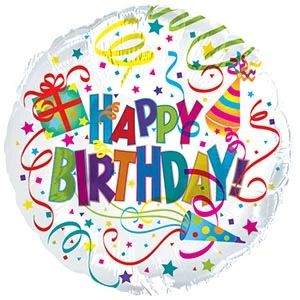 17 in Happy Birthday Party Hat & Horn Foil (5 Pack - FLAT)