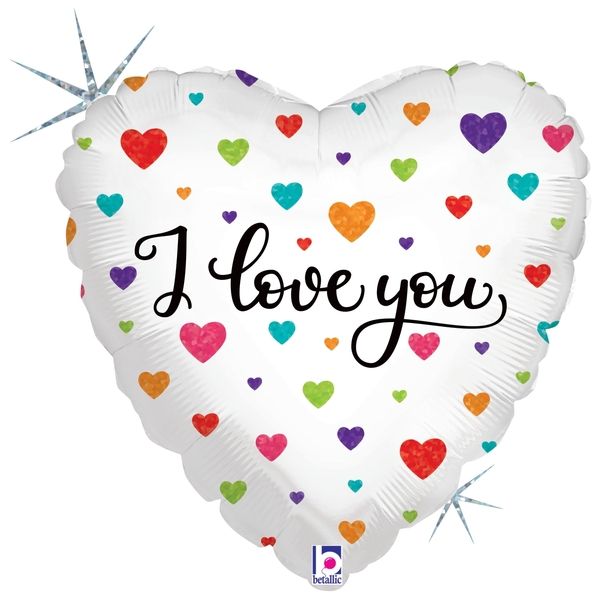 18 in Colorful Hearts I Love You Foil (5 Pack)