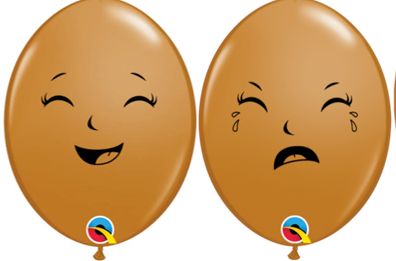 5 in Mocha Happy/Sad Baby Qualatex