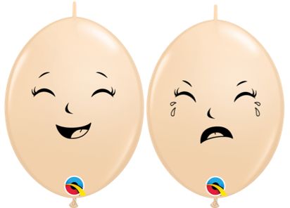 6 in Qlink Blush Happy/Sad Baby Face Qualatex