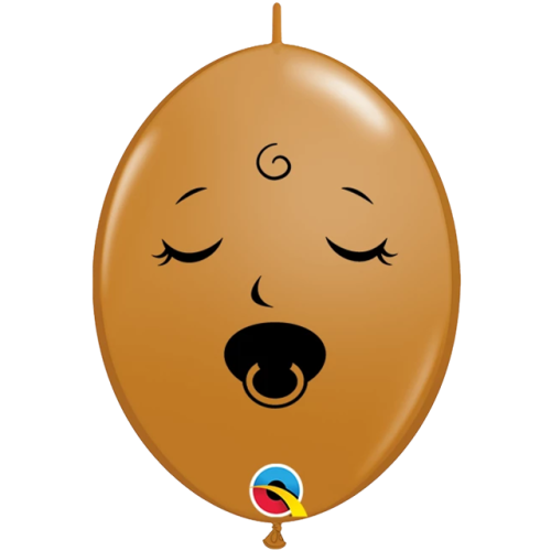 6 in Qlink Mocha Sleeping Pacifier Baby Face Qualatex