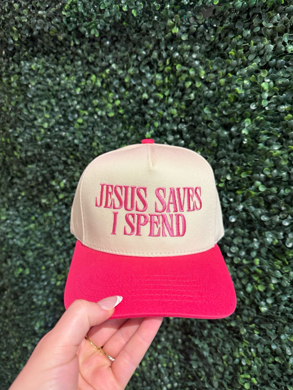 TRUCKER HAT JESUS SAVES PINK