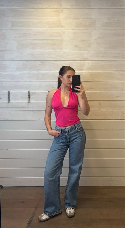 Fitted Halter Neck Tie Top