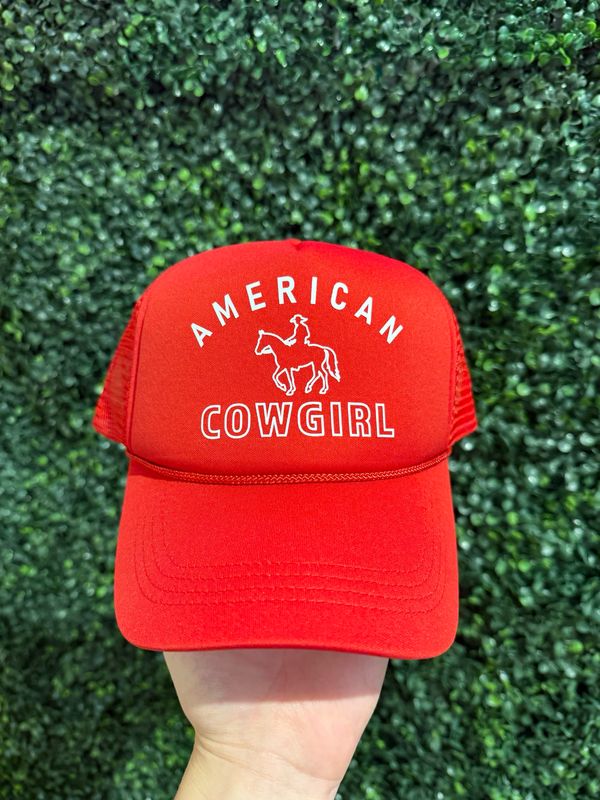 American Cowgirl Trucker Hat Red