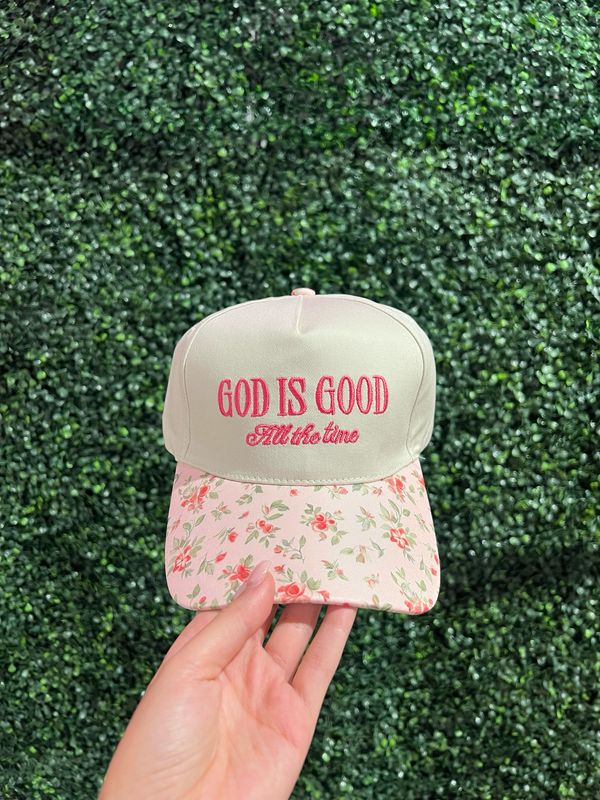 TRUCKER HAT GOD IS GOOD FLORAL