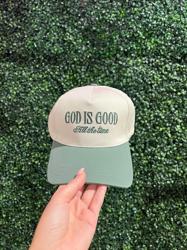 TRUCKER HAT GOD IS GOOD GREEN