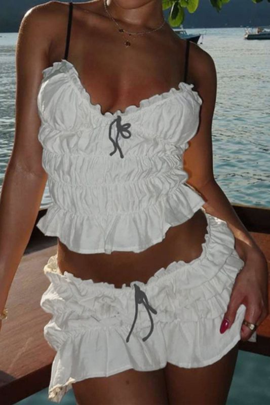 White Scrunch Tank Top