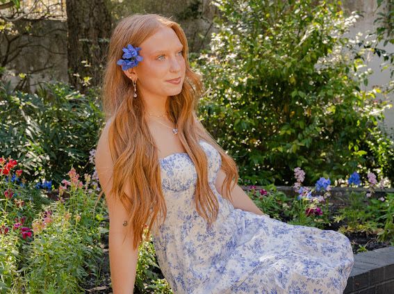Blue Floral Milkmaid Midi Dress