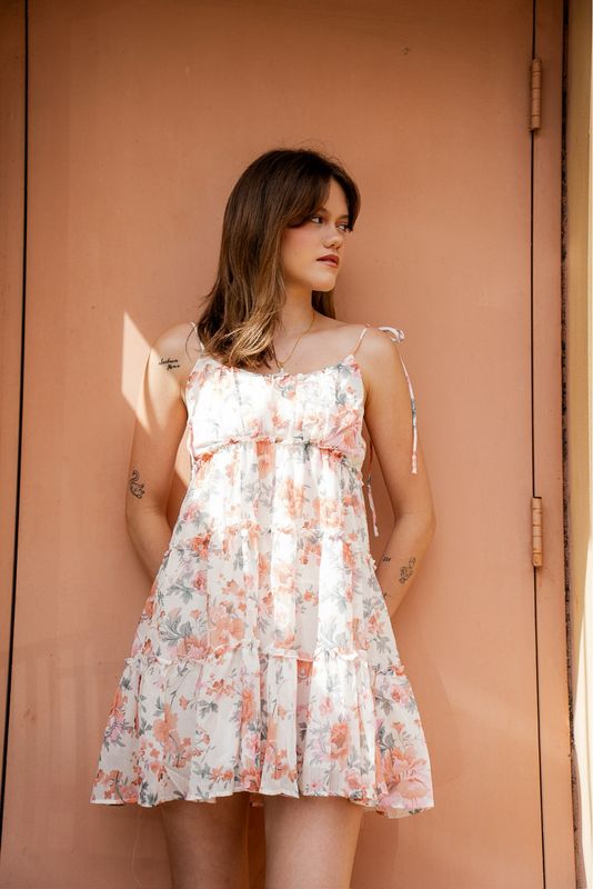 Delicate Floral Spring Mini Dress