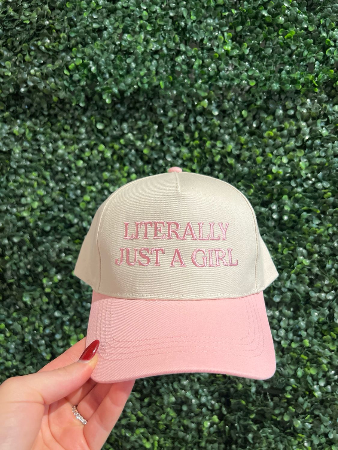 Literally Just A Girl Trucker Hat Pink
