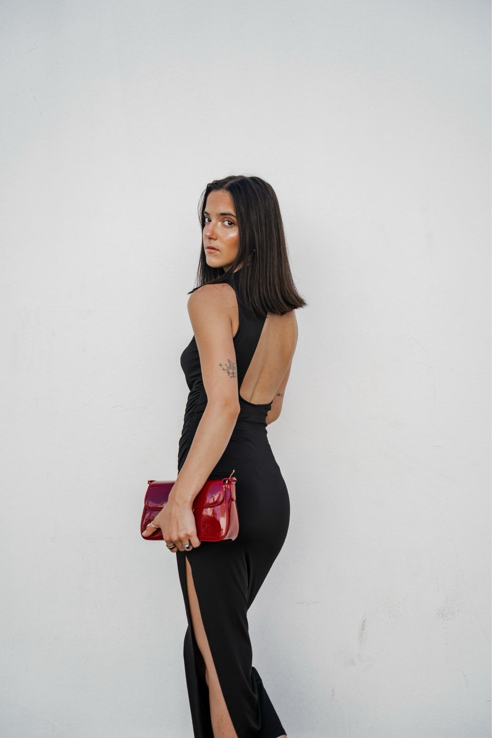 Black Asymmetrical Maxi Dress With Slit