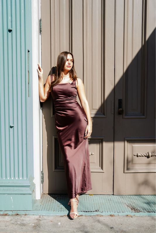 Satin Fitted Maxi Dress