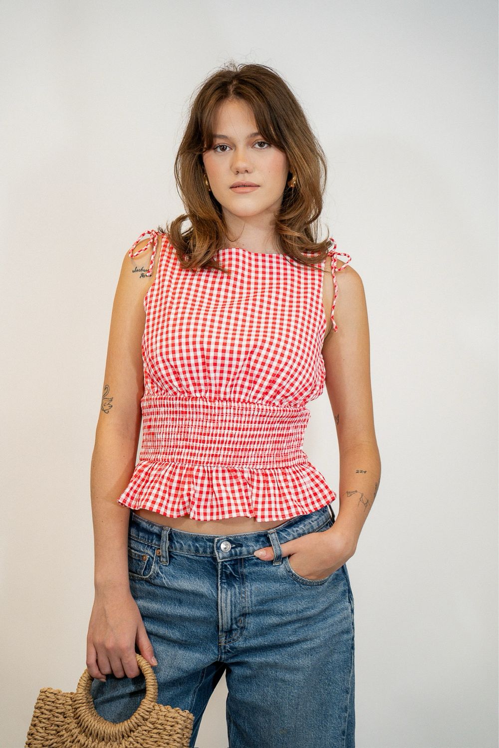 Red Picnic Scrunch Tank