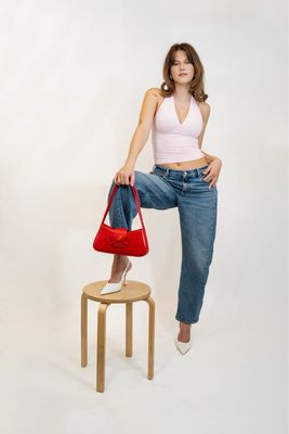 Pink Fitted Halter Top