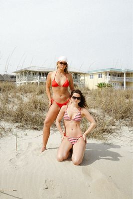Red Solid Two Piece Bikini Set